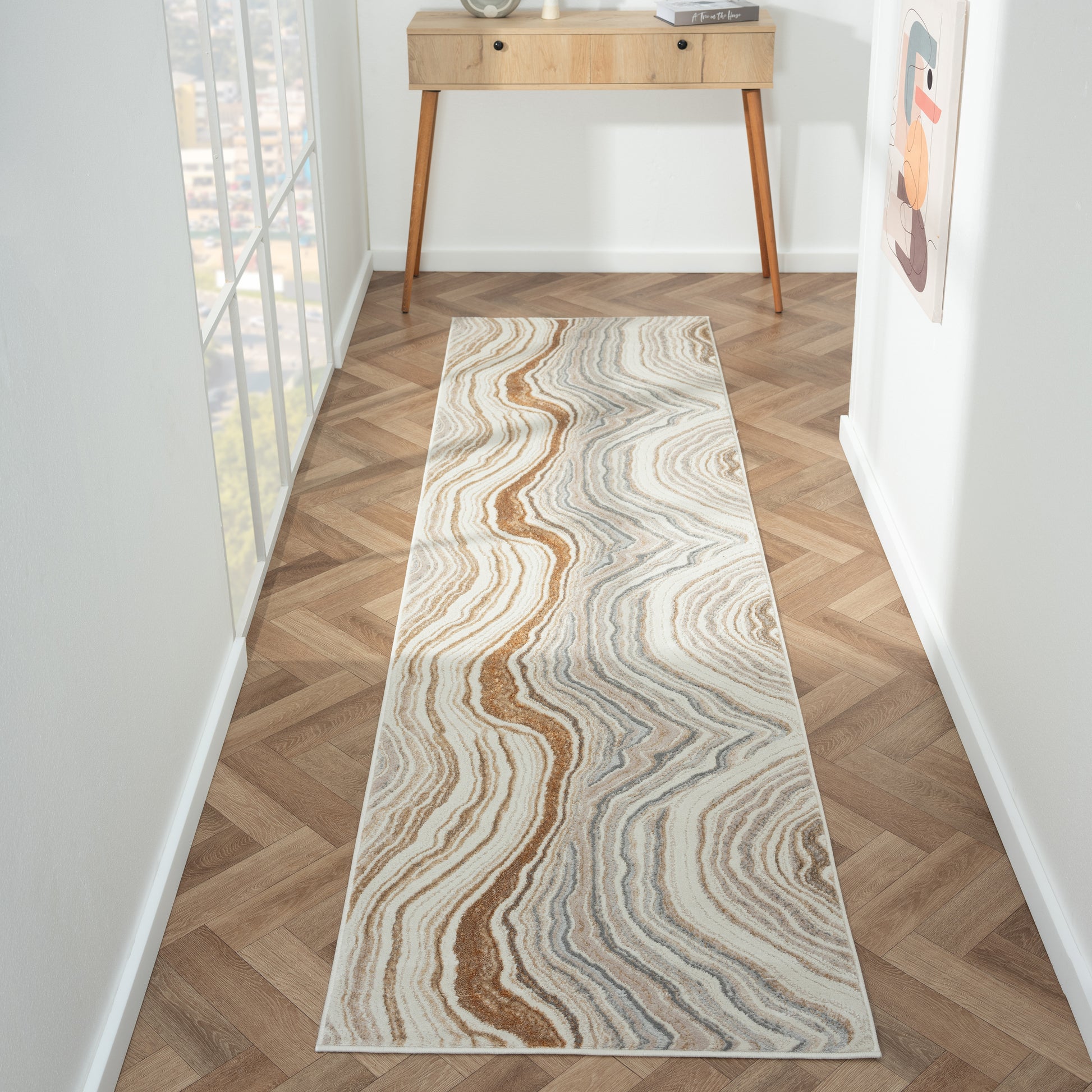 Astana 185 Stone Modern Hallway Runner Saray Rugs