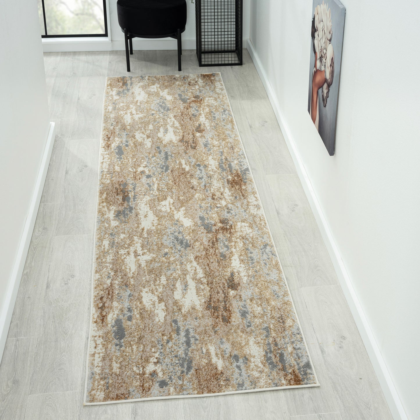 Astana 187 Stone Taupa Modern Hallway Runner Saray Rugs