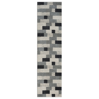 Astana 484 Slate Square Pattern Hallway Runner Rug Saray Rugs