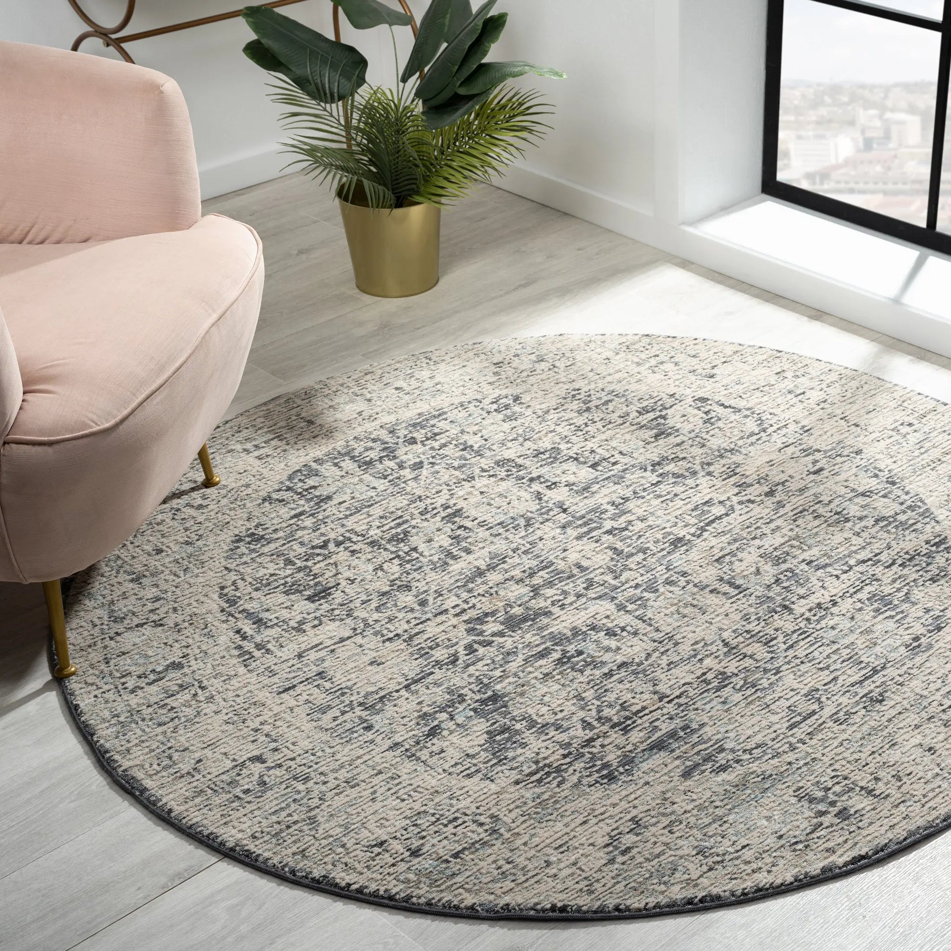 Auburn 6739 Charcoal Traditional Round Rug Saray Rugs