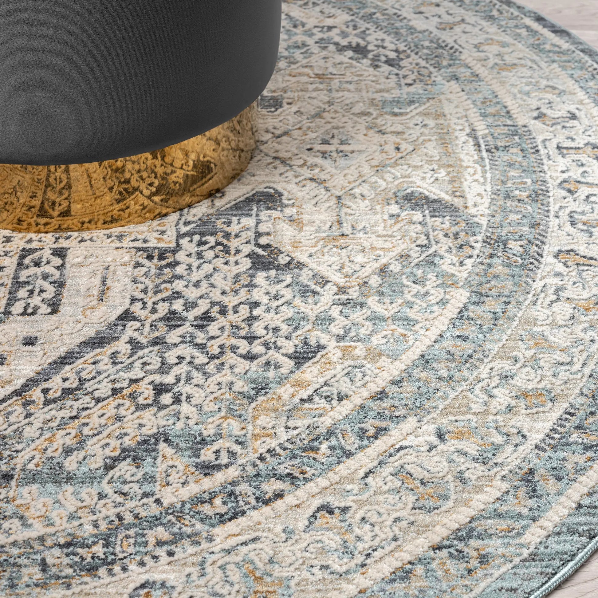 Auburn 6752 Charcoal Traditional Round Rug Saray Rugs