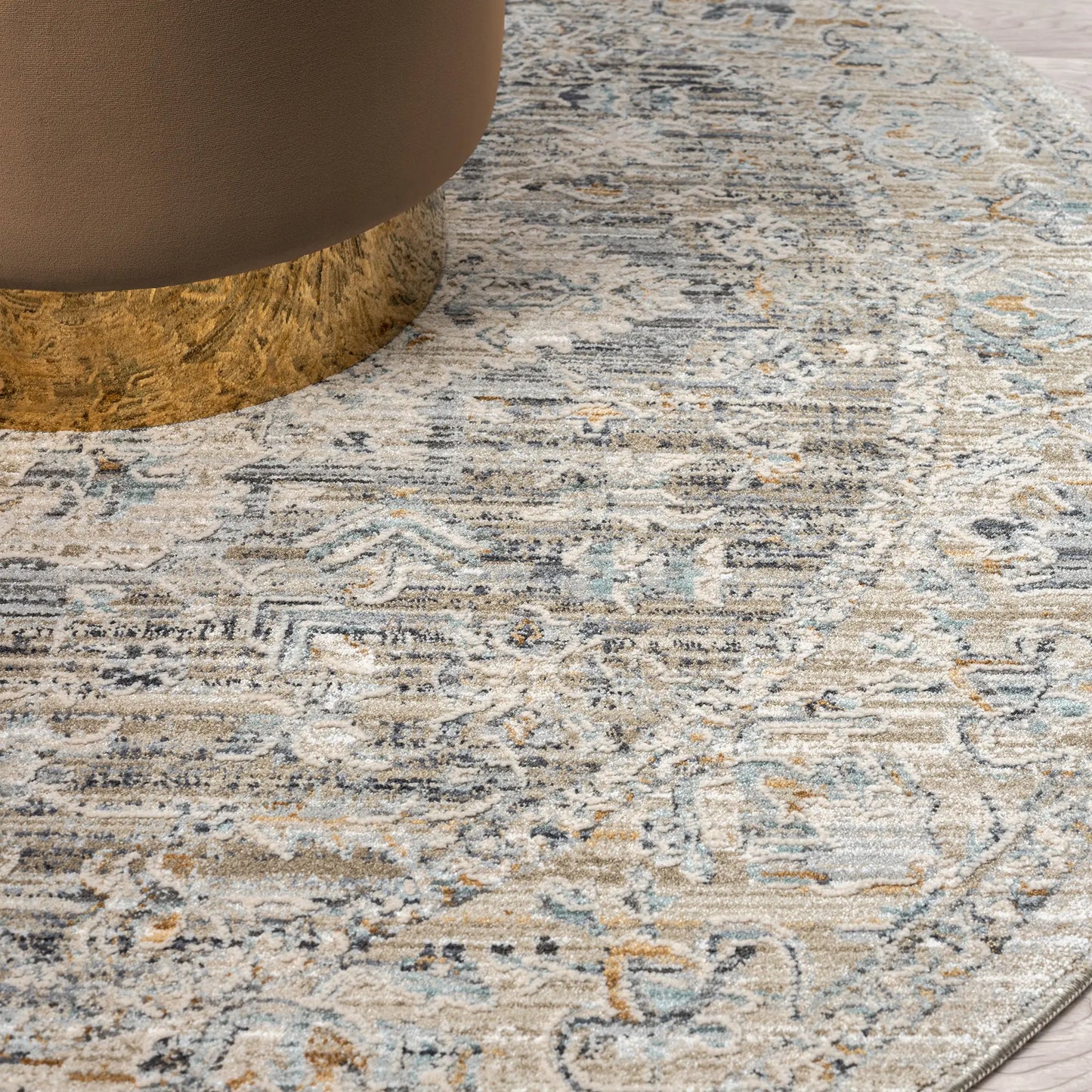 Auburn 6753 Taupe Traditional Round Rug Saray Rugs