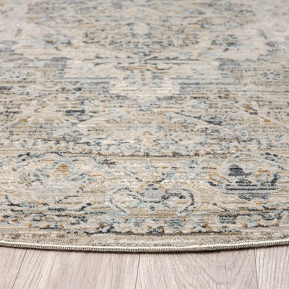 Auburn 6753 Taupe Traditional Round Rug Saray Rugs