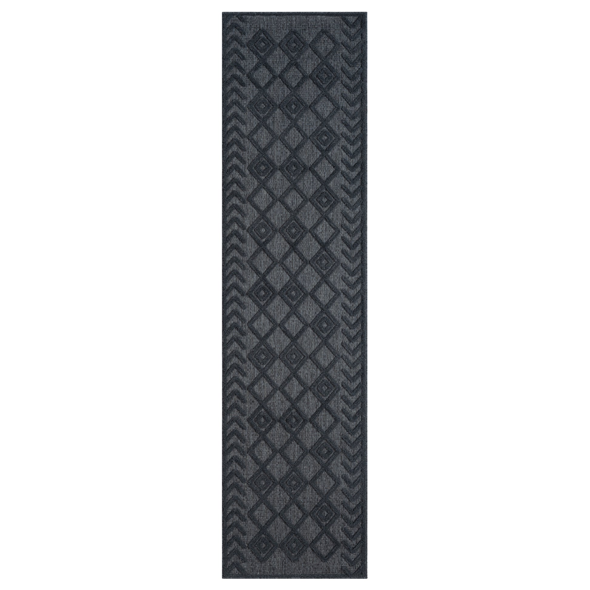 Calmer 416 Charcoal geometric patterns Hallway Runner Saray Rugs