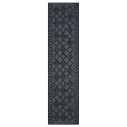 Calmer 416 Charcoal geometric patterns Hallway Runner Saray Rugs