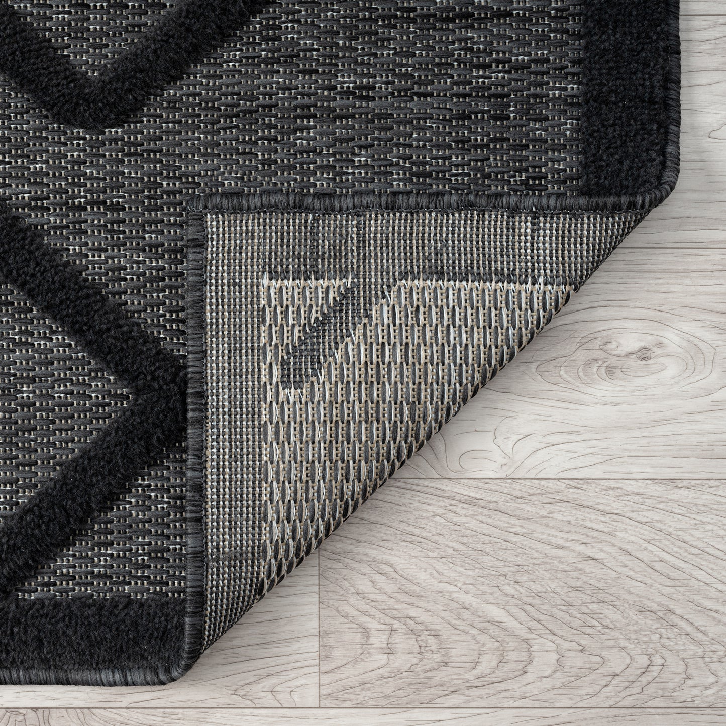 Calmer 416 Charcoal geometric patterns Hallway Runner Saray Rugs