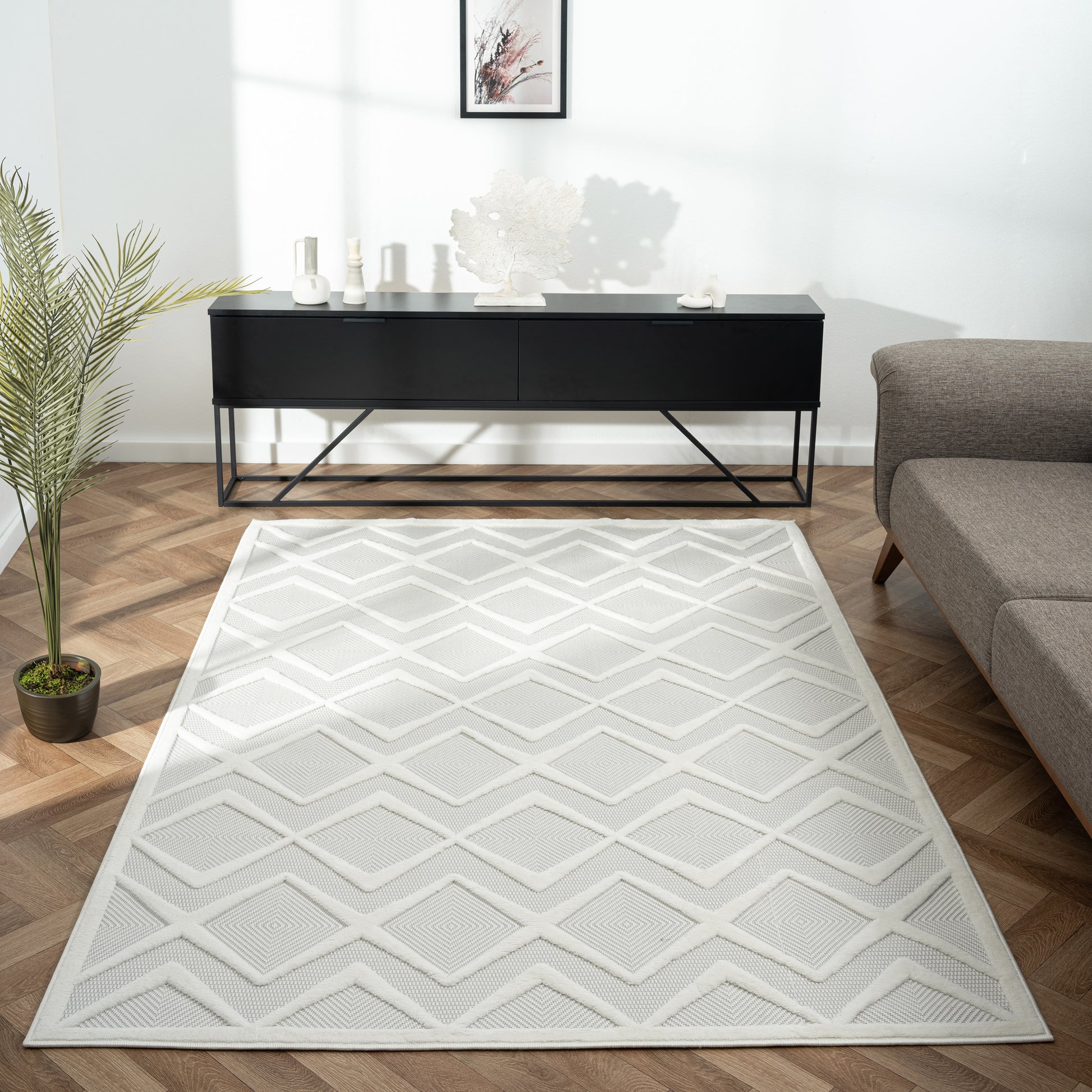 Calmer 417 Pearl geometric patterns Rug Saray Rugs