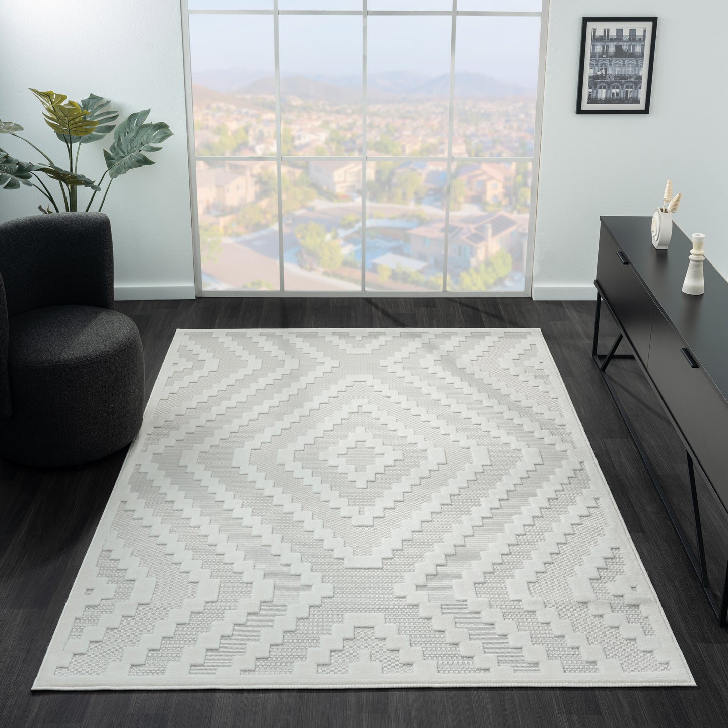 Calmer 419 Linen geometric patterns Rug Saray Rugs