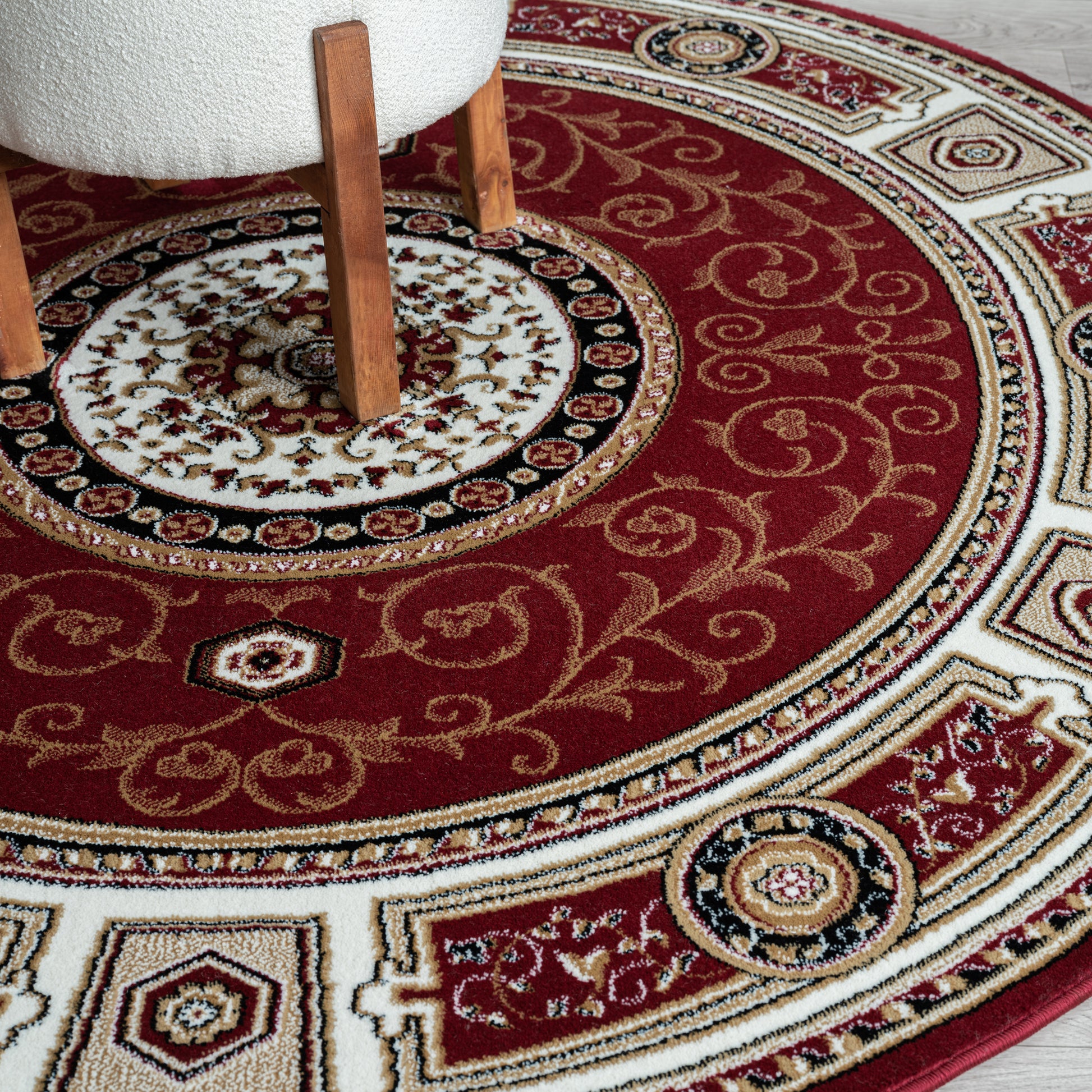 Oriental 511 Red Traditional Round Rug Saray Rugs