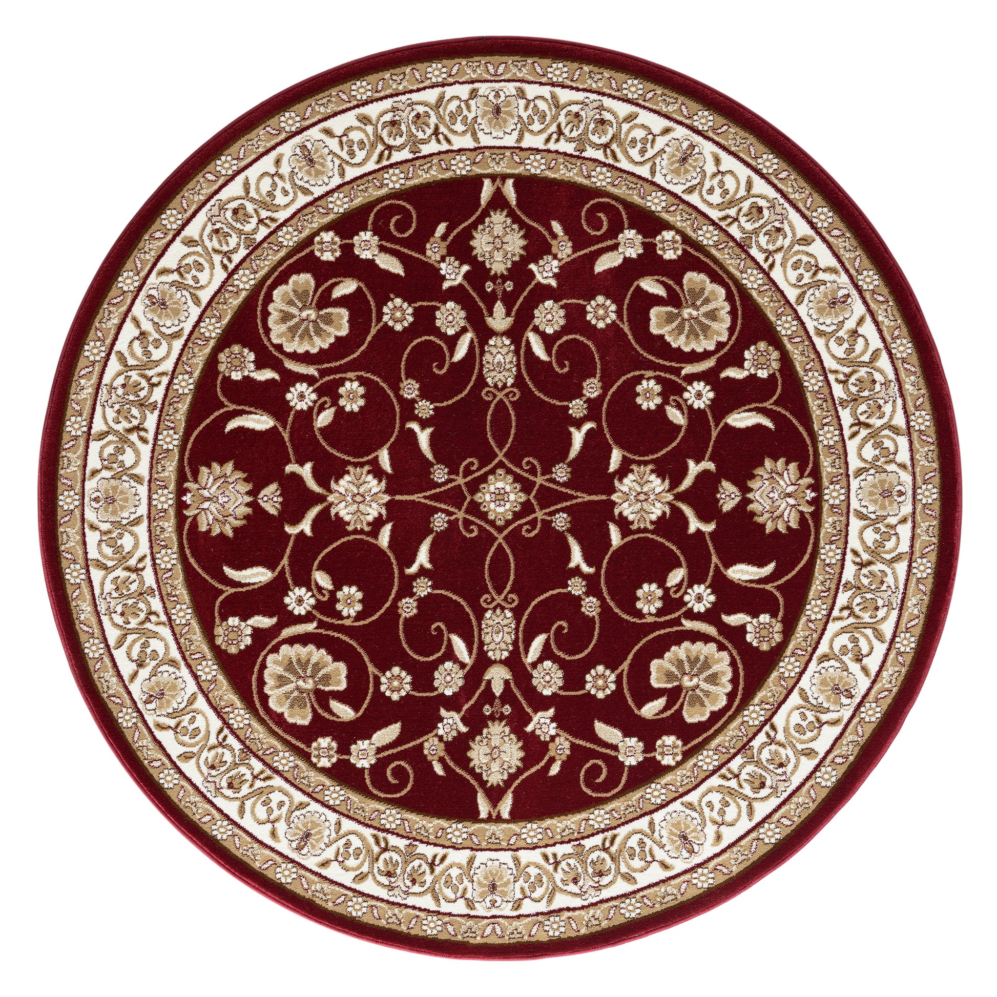 Oriental 512 Red Traditional Round Rug Saray Rugs