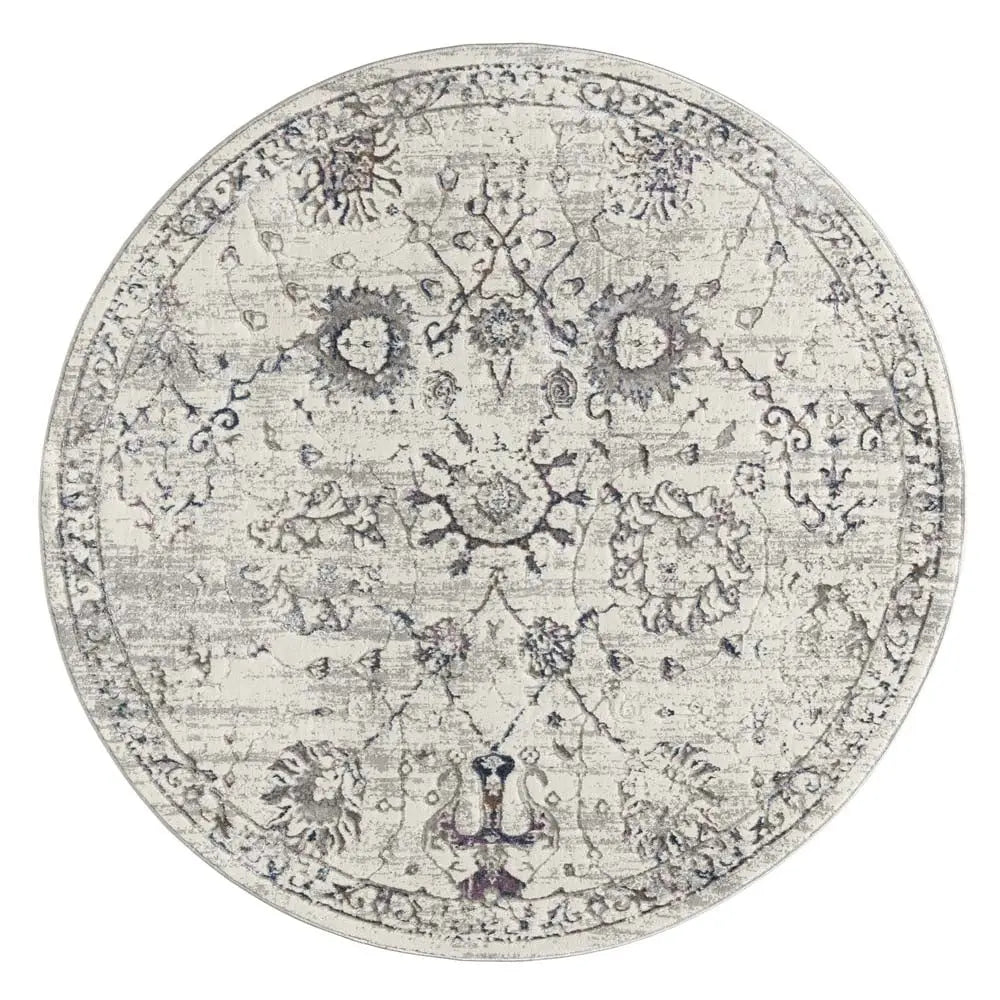 Charm 623 Cream Distressed Round Rug Saray Rugs