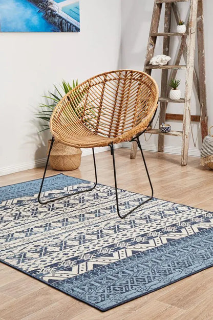 Outdoor Sea  White Blue Rug RUG CULTURE