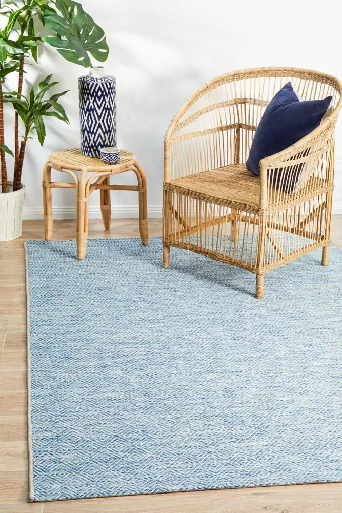 Outdoor Terrace  Square Blue Rug Rug Culture