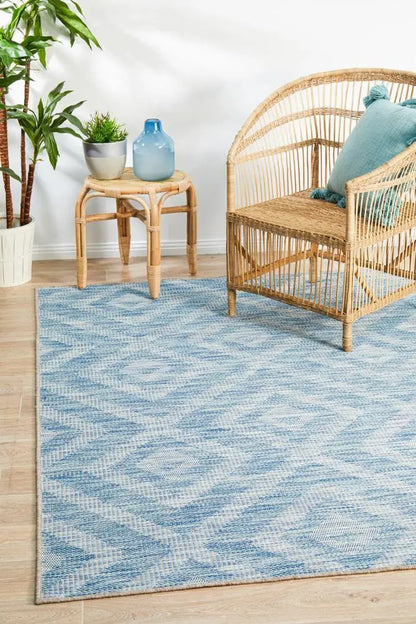 Outdoor Terrace Pattern Blue Rug Rug Culture