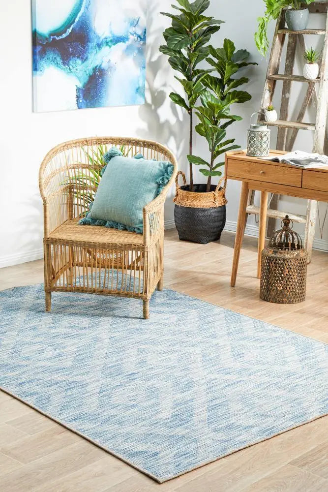 Outdoor Terrace Pattern Blue Rug Rug Culture