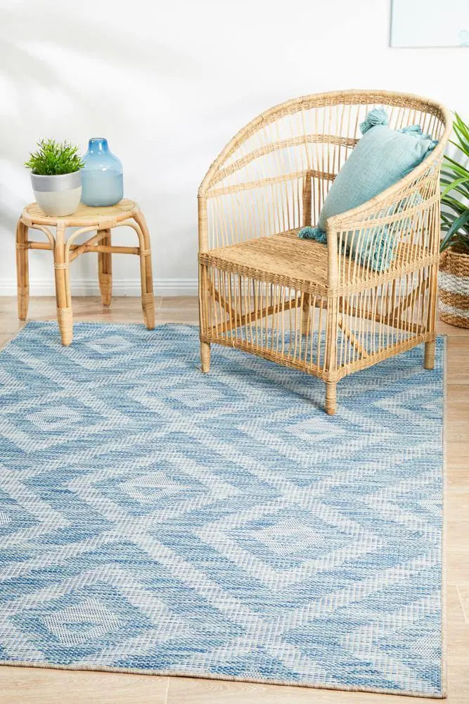 Outdoor Terrace Pattern Blue Rug Rug Culture