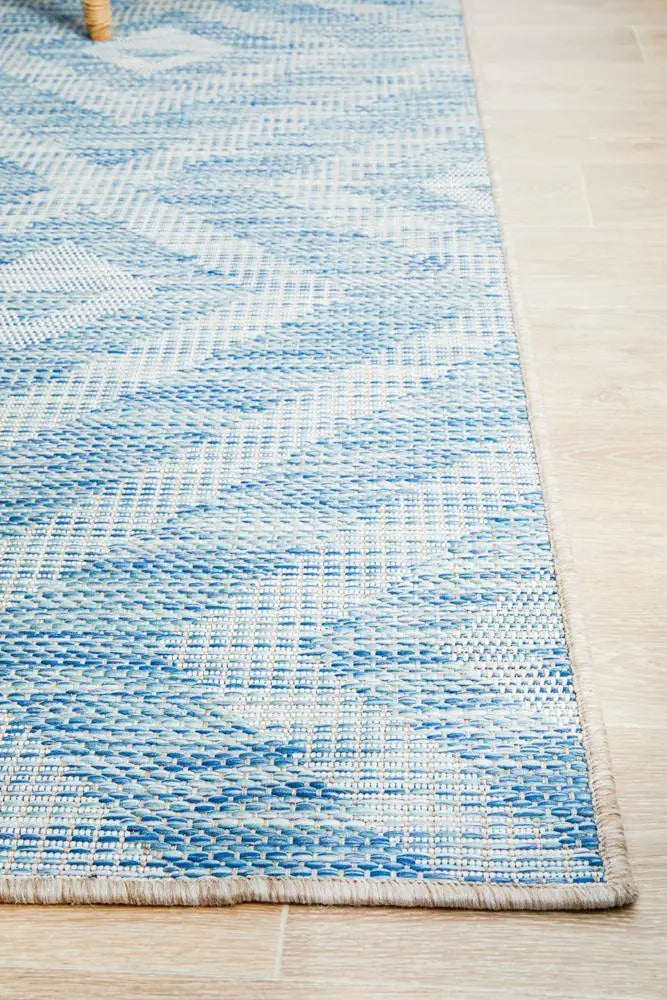 Outdoor Terrace Pattern Blue Rug Rug Culture