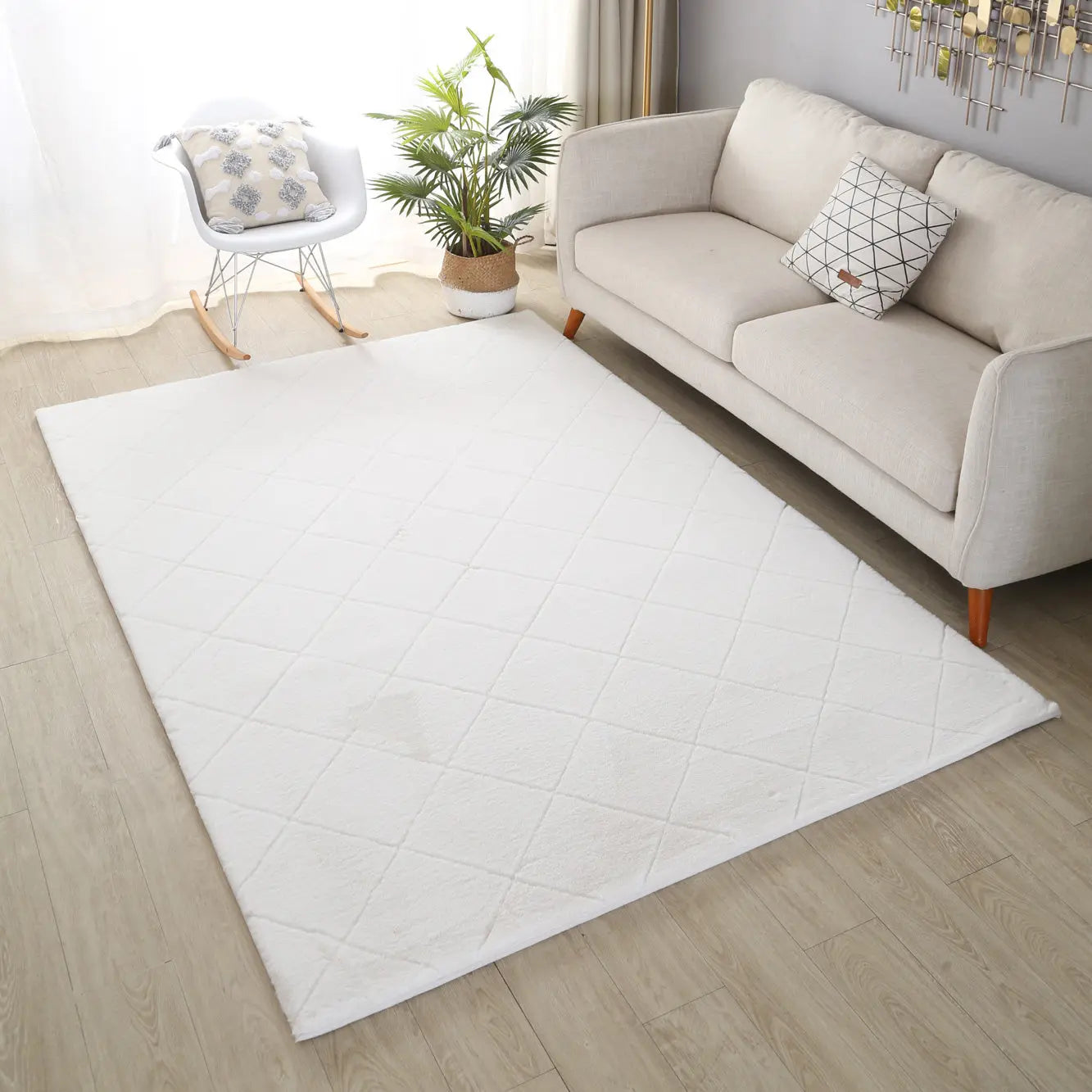 Panda Plush Super Soft  White Diamond Rug The Rug Co