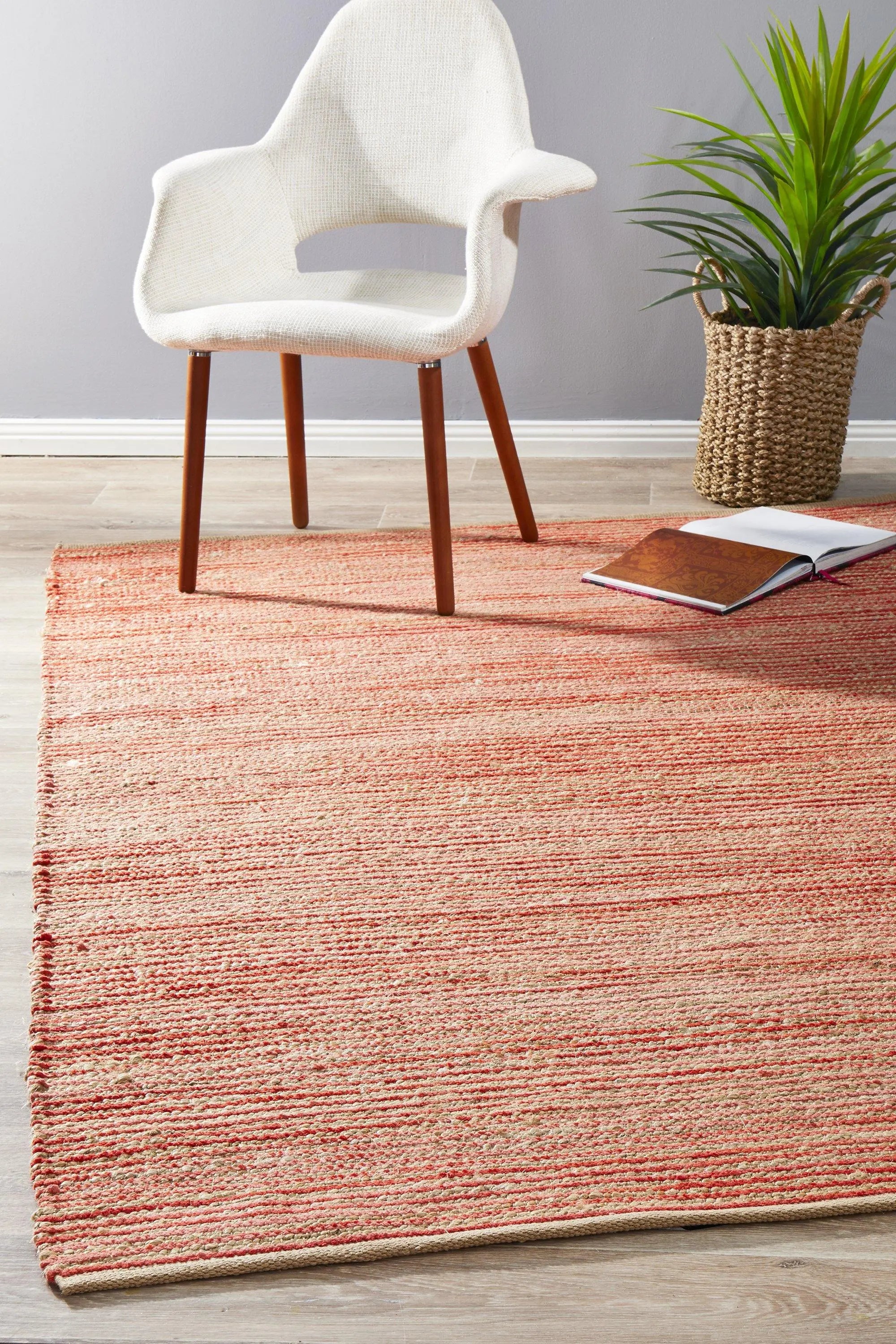 Paris 444 Coral Natural jute and Cotton Rug Unitex