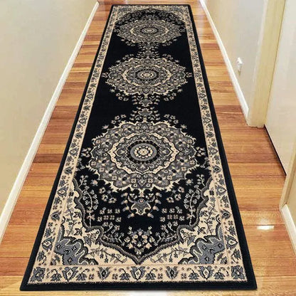 Ruby diamond Black Hallway Runner Saray Rugs