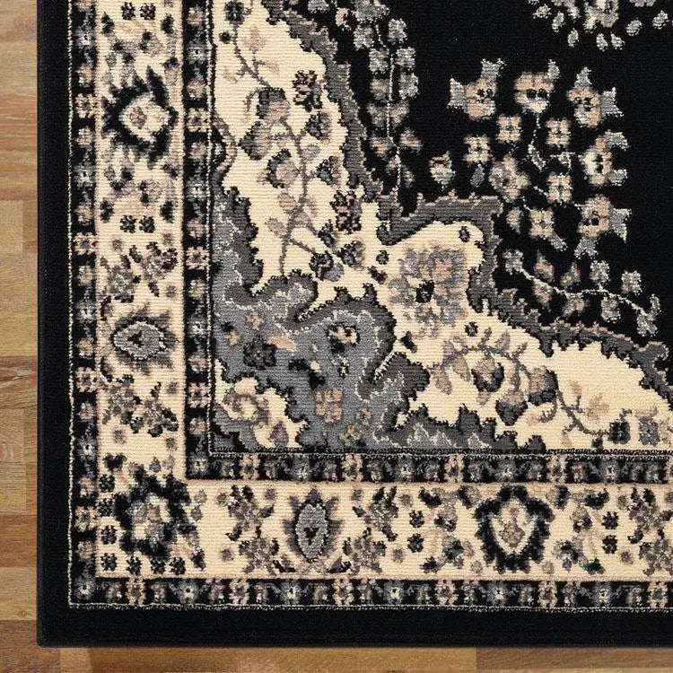 Ruby diamond Black Hallway Runner Saray Rugs