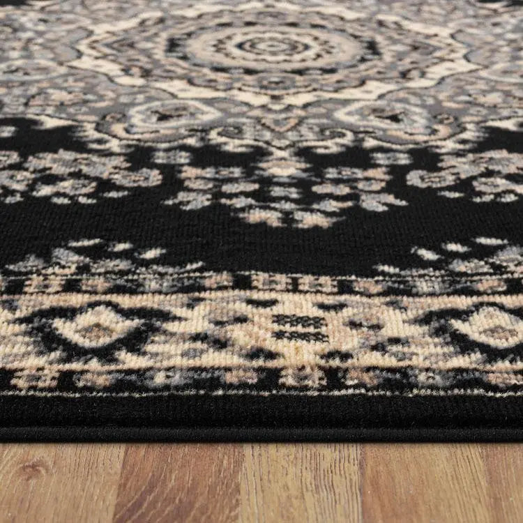 Ruby diamond Black Hallway Runner Saray Rugs