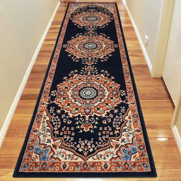 Ruby diamond Navy Hallway Runner Saray Rugs