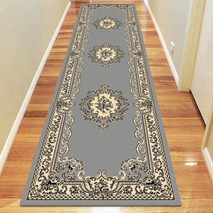 Ruby flower Grey Hallway Runner Saray Rugs