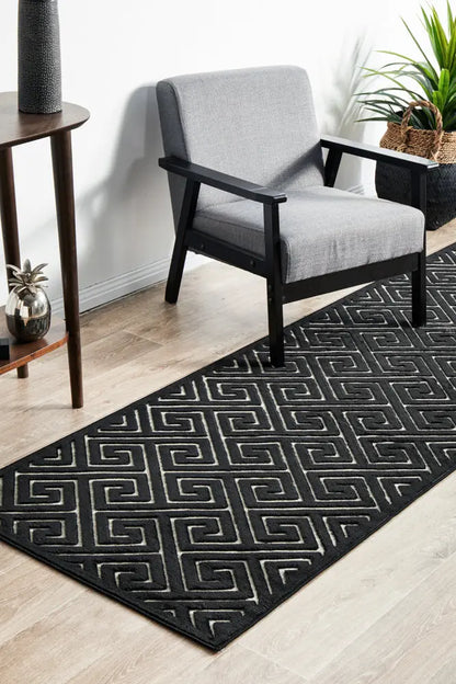 Yakamoz Alice Black & Gold Runner Rug RUG CULTURE